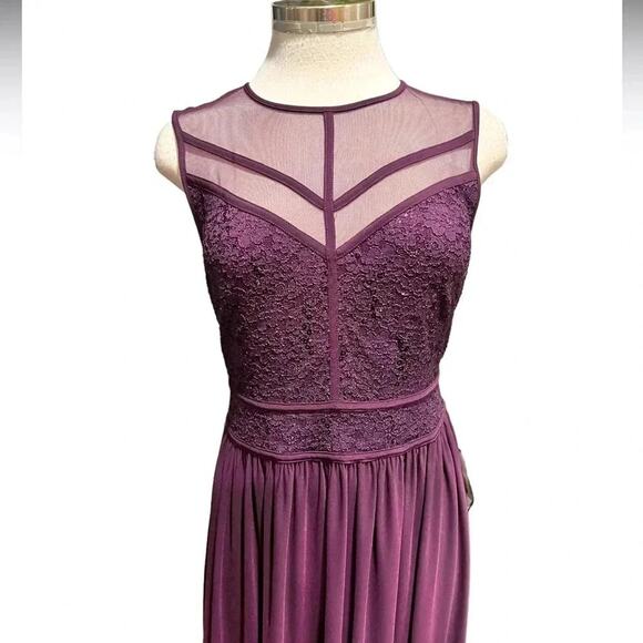 Nightway Womens PurpleSequined Lace Mesh Crew-Neck Formal Dress Size 8 NWT - Picture 4 of 10